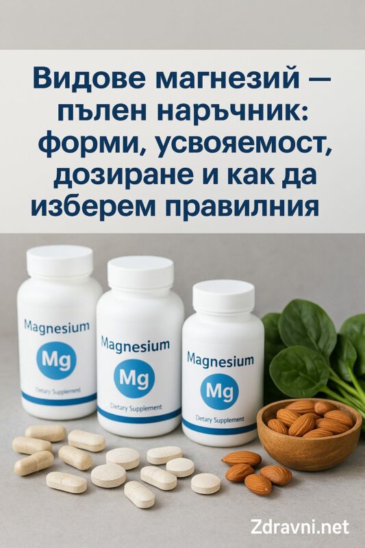 Видове магнезий – пълен наръчник: форми, усвояемост, дозиране и как да изберем правилния